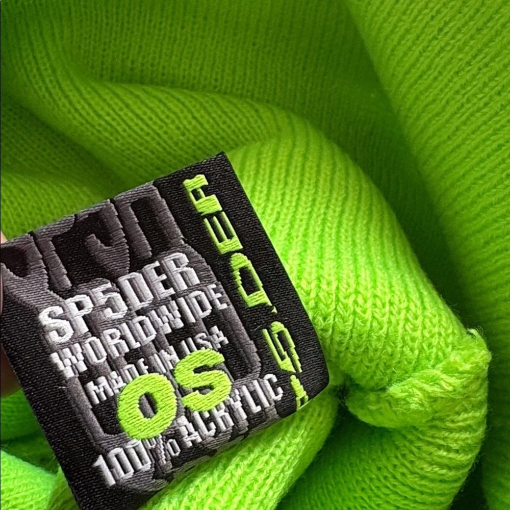 70% off  Sp5der Worldwide Rhinestone Beanie Size OSFA Neon Green NEW